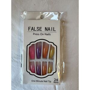 False Nail Colorful Ombré Press-on Long Nails NIB